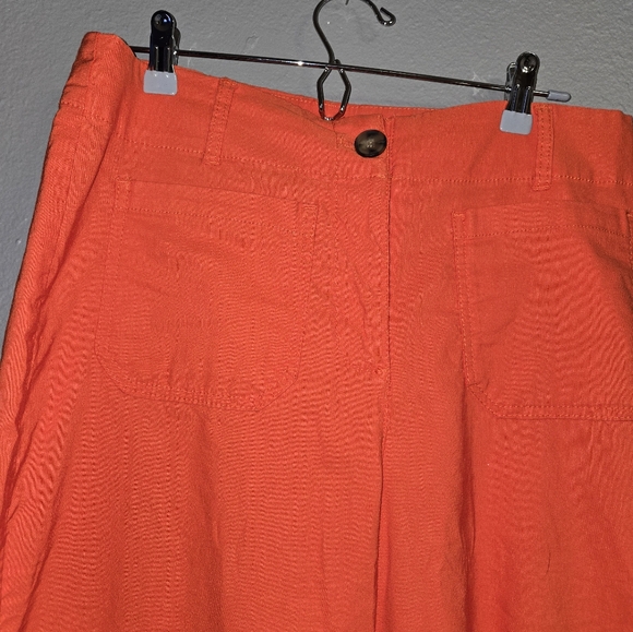Nicole Miller New York Fall Orange Wide Leg Linen Blend Pants Size 10 - Picture 4 of 13